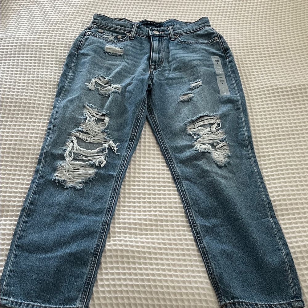 American Eagle Ripped Blue Mom Jeans